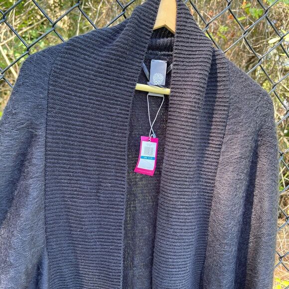 Vince Camuto Women's Cape Open Poncho Sweater Cardigan Round Hem Black One Size - Picture 4 of 6